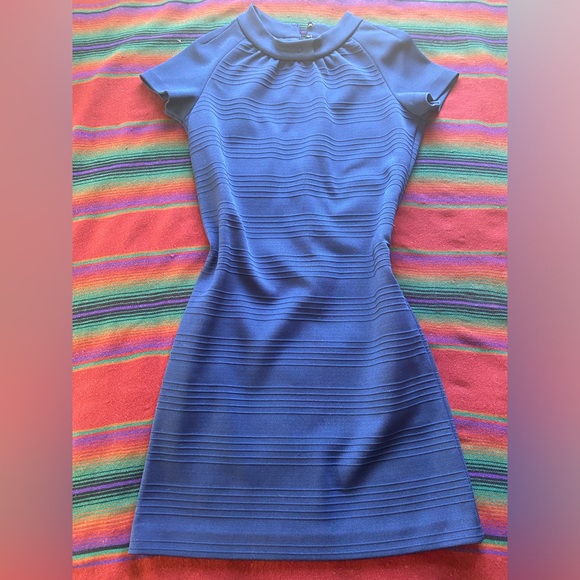 VTG 60’s Butte Knit Poly Midi Blue Mod Dress. M/L. Short sleeve. USA Union made. - Picture 6 of 13